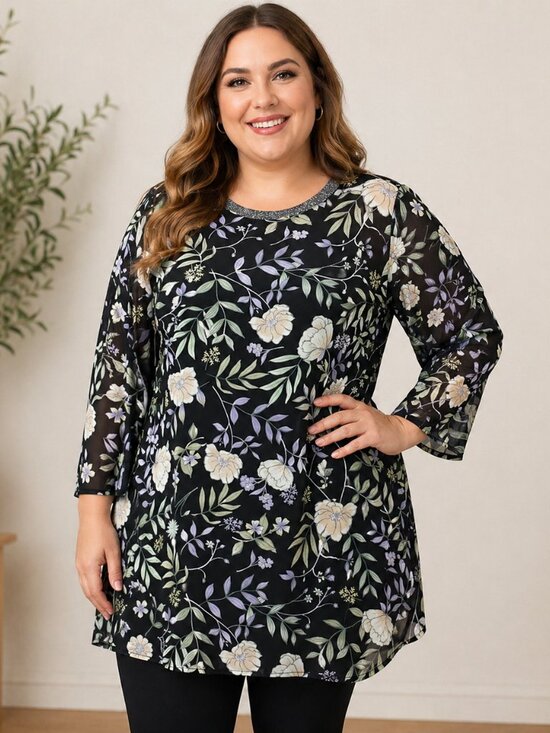 Calvin Klein Tops - Calvin Klein Floral Wildflower Lined Tunic Blouse Mini Dress Womens Plus Size 1X